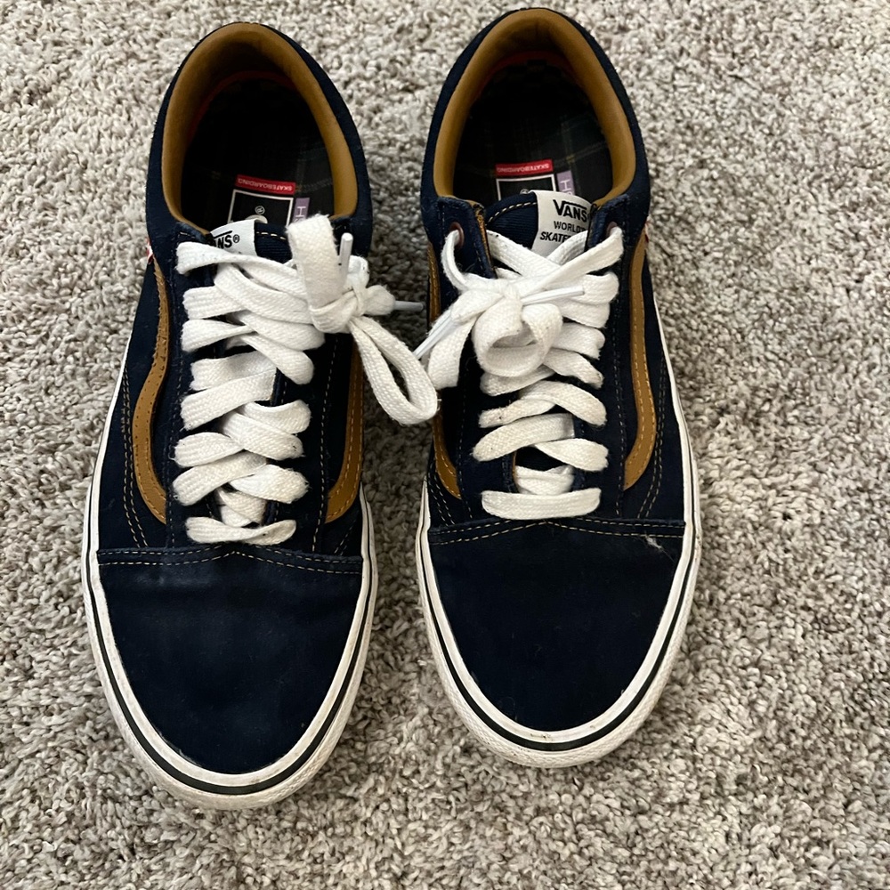 Navy and gold VANS Pop Cush Skate shoe